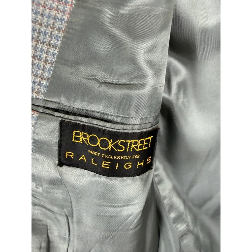 Vintage Bespoke‎ Mens Pure Wool Blazer Blue Grey Check Sport Coat Houndstooth